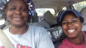 My mom and I on our road trip to Boston with my entire life in the backseat