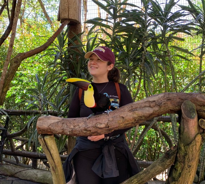Marija with a toucan